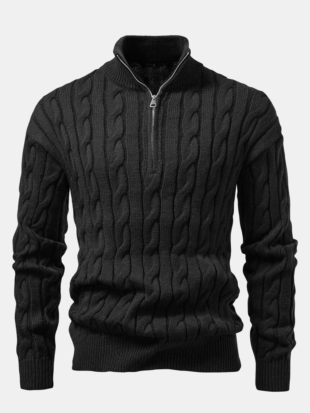 Zeger | Jacquard kabeltrui met korte rits
