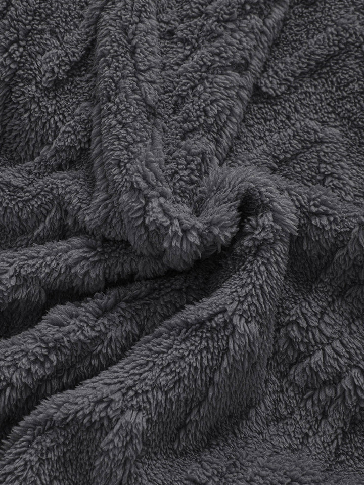 Klaas | Teddyhoodie met geometrisch jacquarddessin en ritssluiting