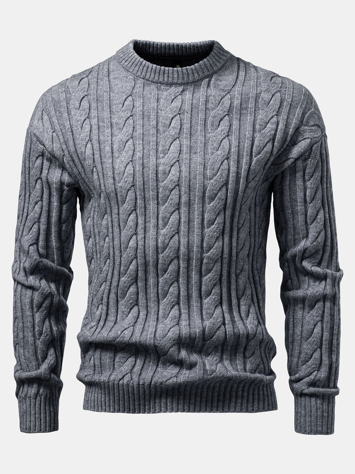 Yorick | Jacquard kabeltrui met ronde hals