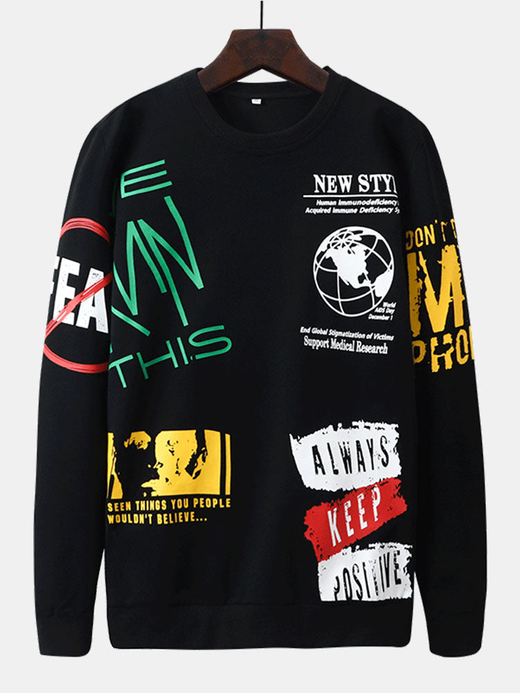 Lars | Sweater met graffiti- en tekstopdruk