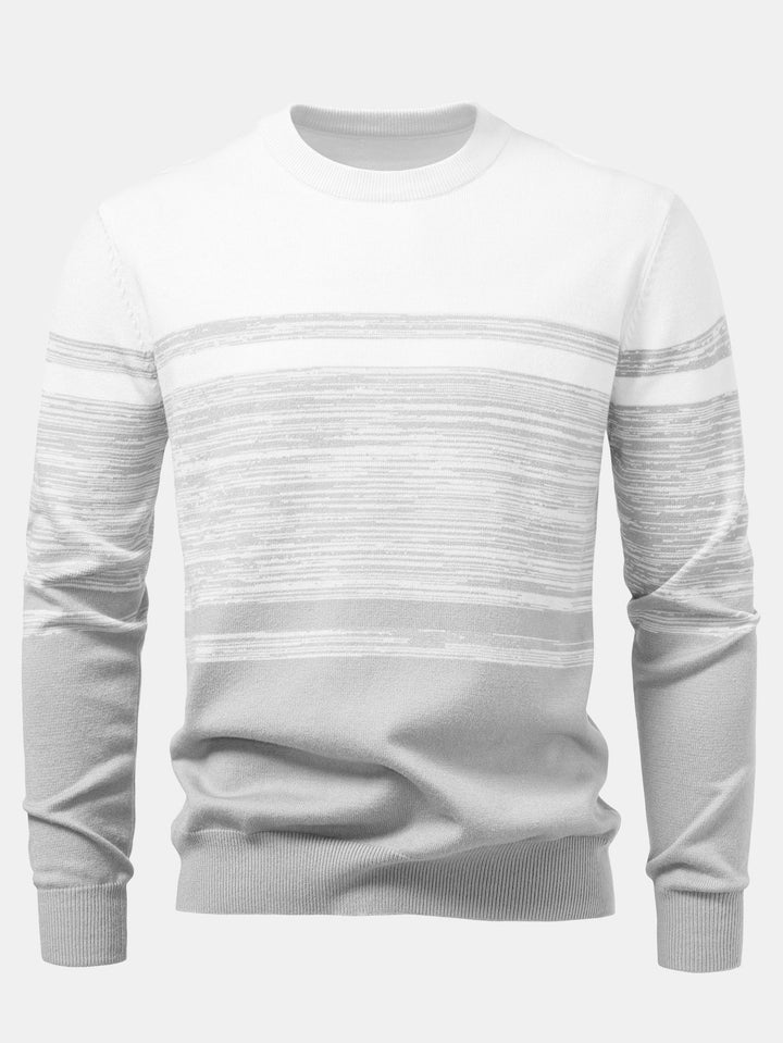 Horizontal Stripe Pattern Crew Neck Sweater
