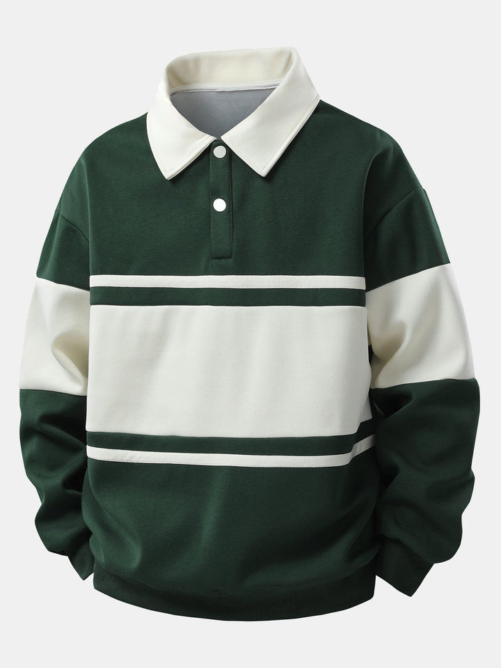 Hendrik | Polosweater met patchworkdetails en kleurvlakken en relaxte pasvorm