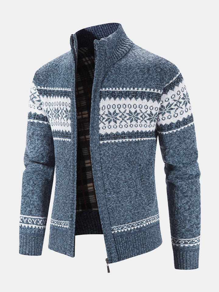 Rutger | Trui met geometrisch patroon en rits