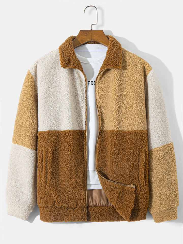 Stijn | Teddyfleece jas met kleurblokken
