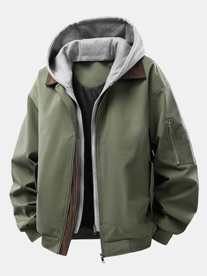 Jaap | Corduroy bomber jack met afneembare capuchon
