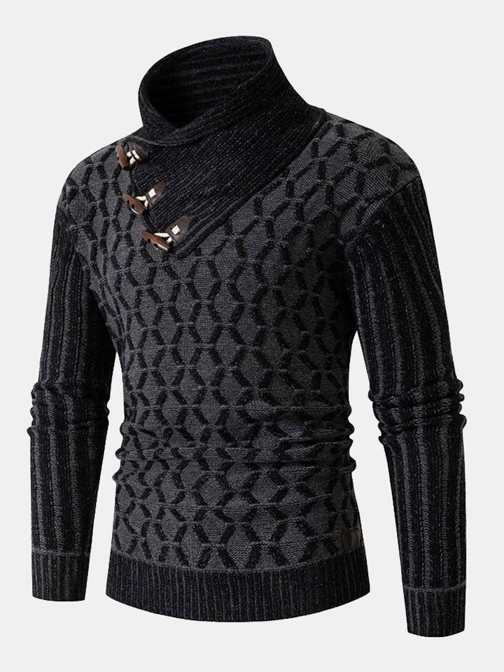 Pim | Jacquard coltrui met houtje-touwtjesluiting