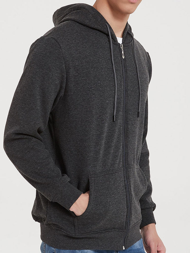 Twan | Basic katoenen hoodie met doorlopende ritssluiting