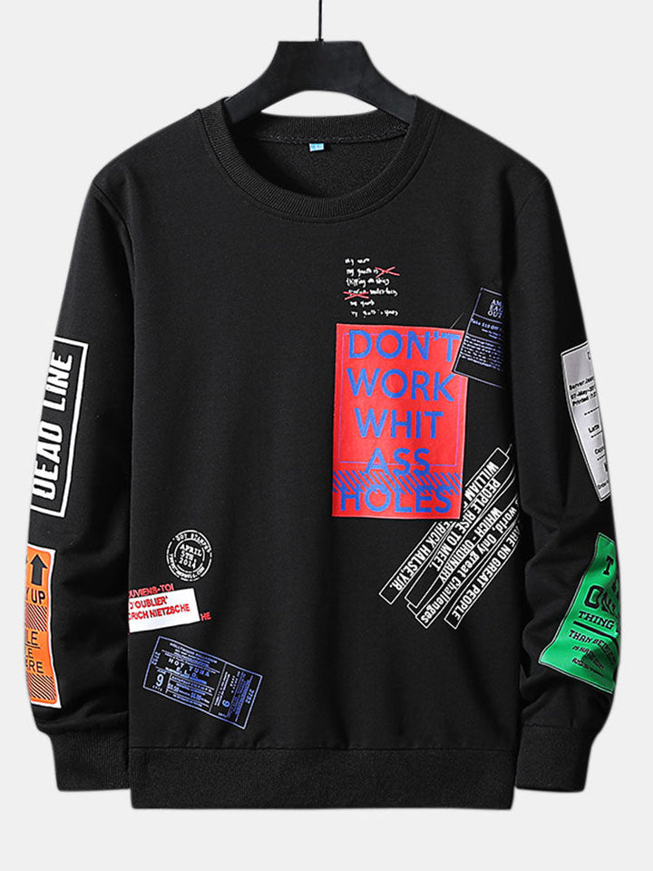 Nathan | Sweater met label- en tekstopdruk