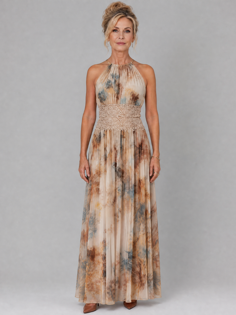 Karin | Maxi-jurk met Bloemenprint en Kanten Taille