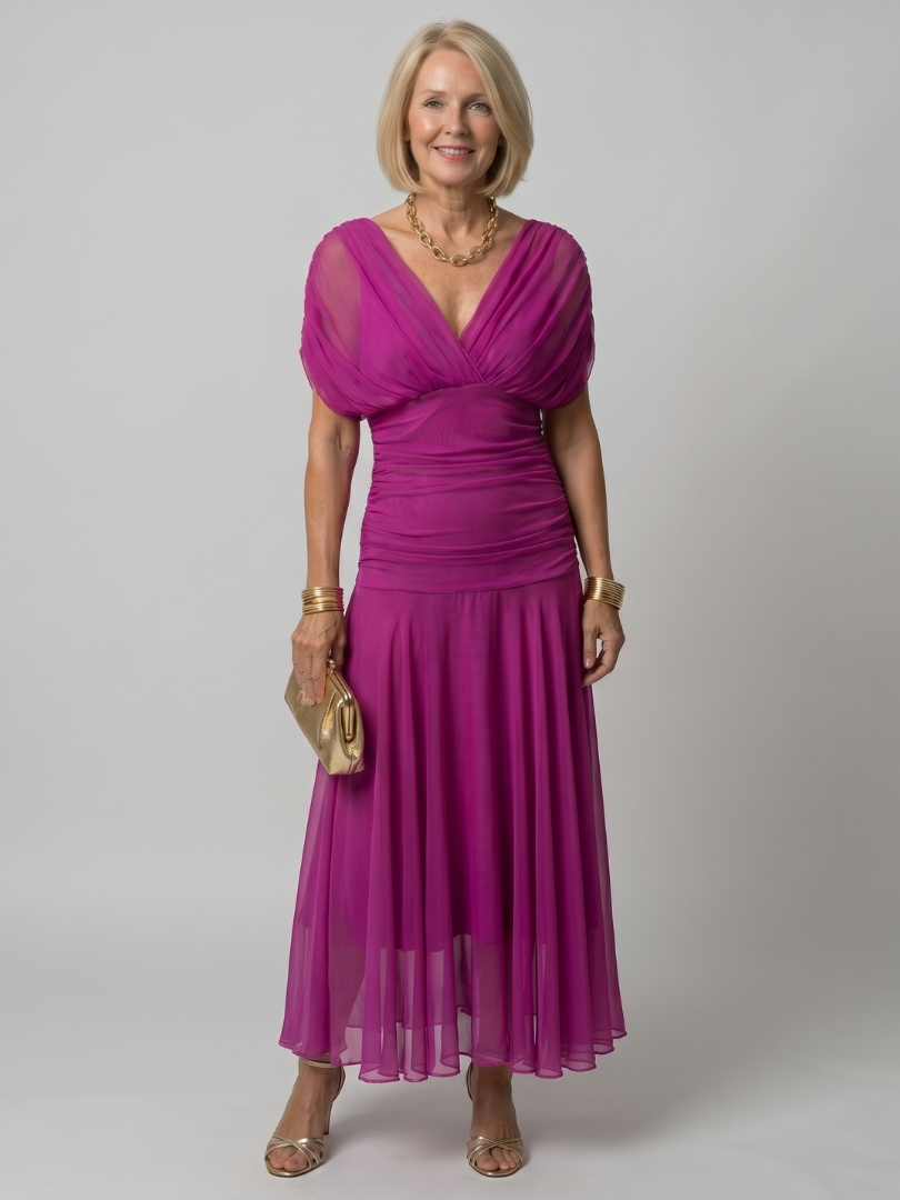 Patricia | Midi-jurk met Bloemenprint in Paars