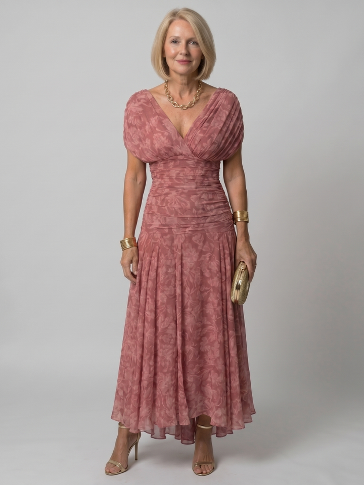 Patricia | Midi-jurk met Bloemenprint in Paars