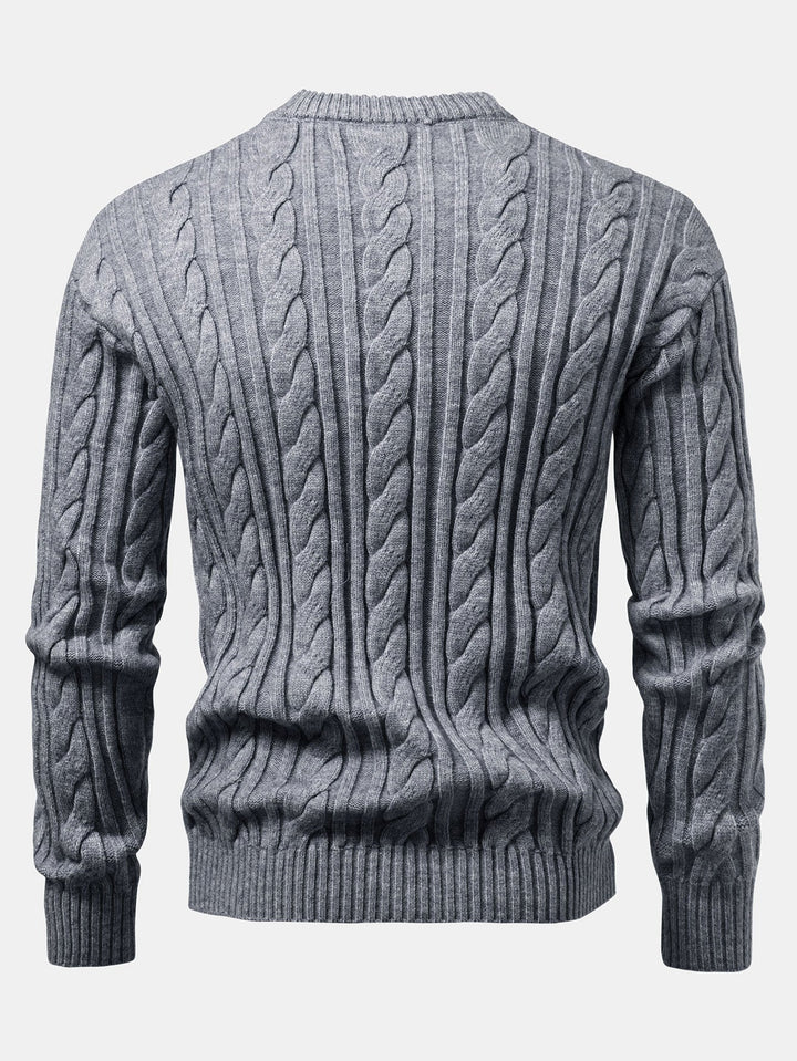 Yorick | Jacquard kabeltrui met ronde hals