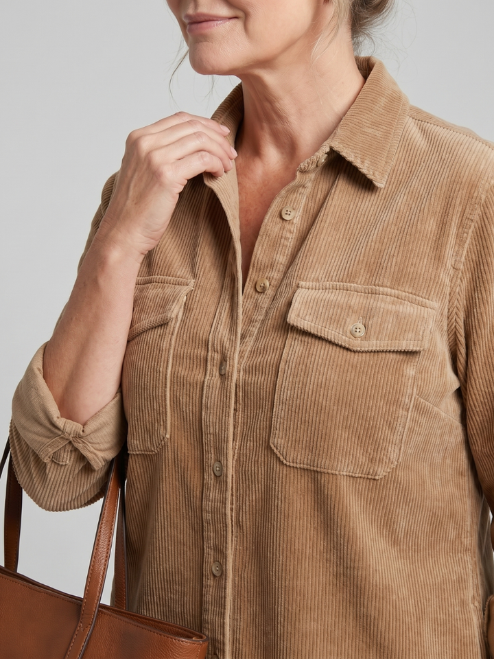 Marlies | Blousejurk in Camel met Ribstructuur
