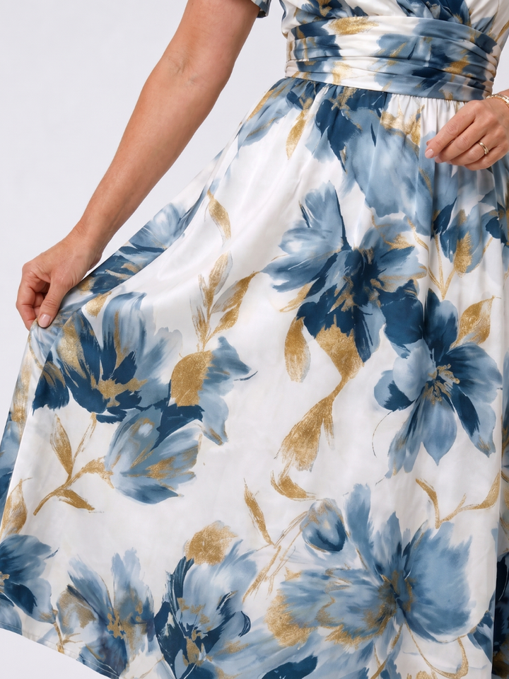 Ans | Midi-jurk met Bloemenprint in Blauw