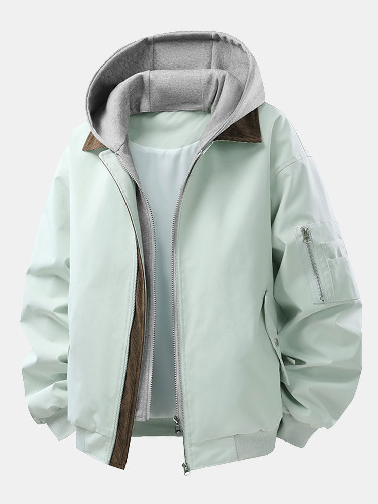 Jaap | Corduroy bomber jack met afneembare capuchon