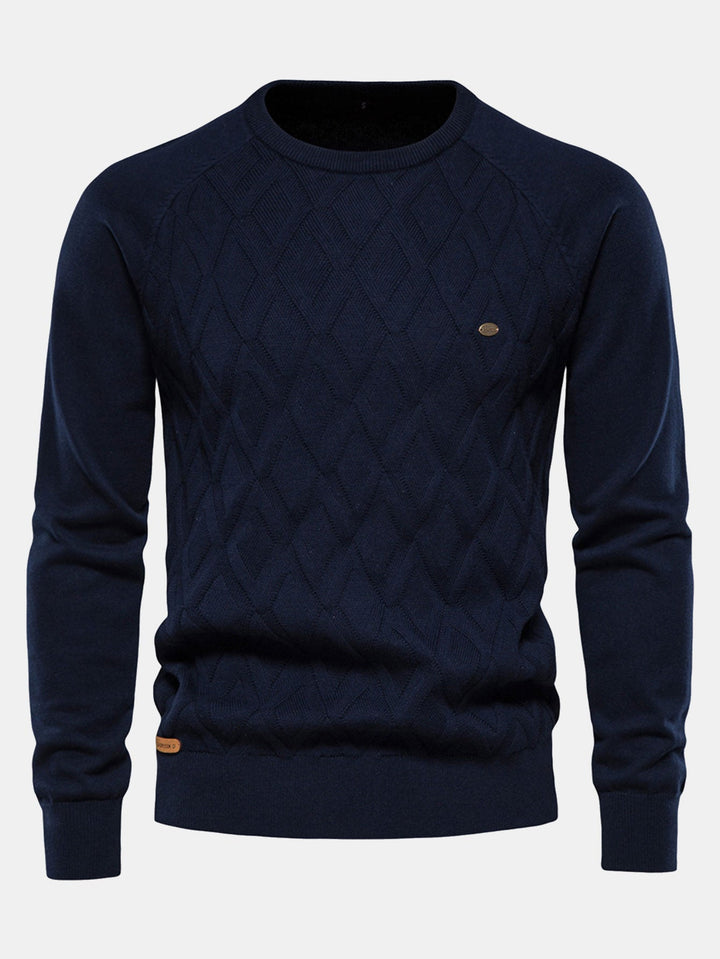 Cas | Jacquardtrui met geometrisch motief en ronde hals