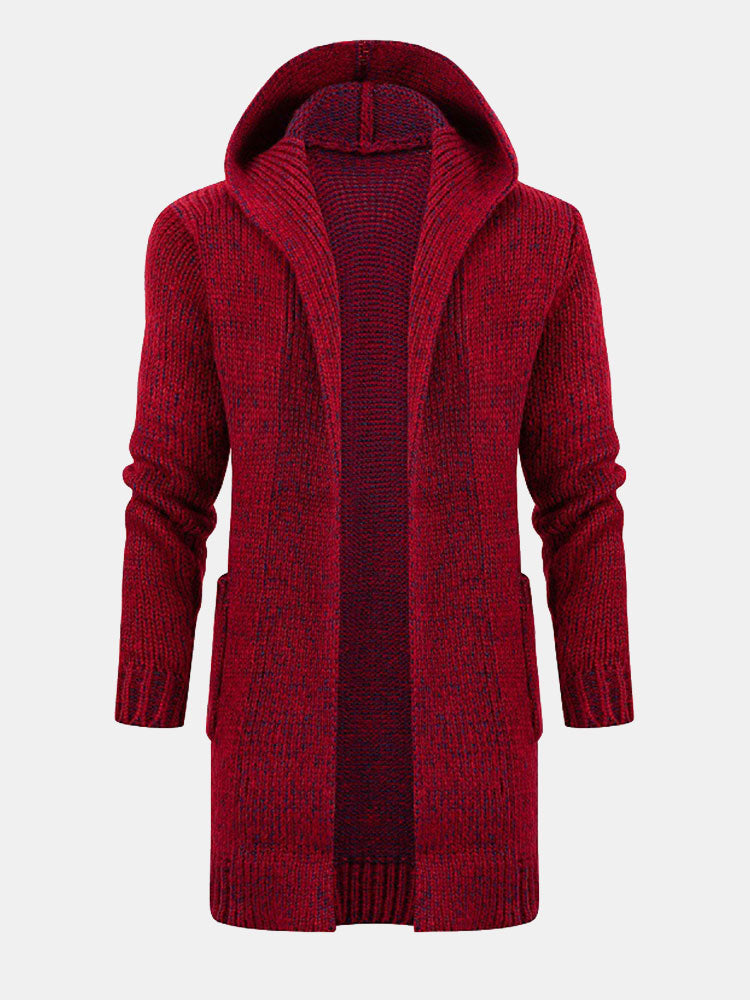 Sebastiaan | Lang gebreid vest met capuchon
