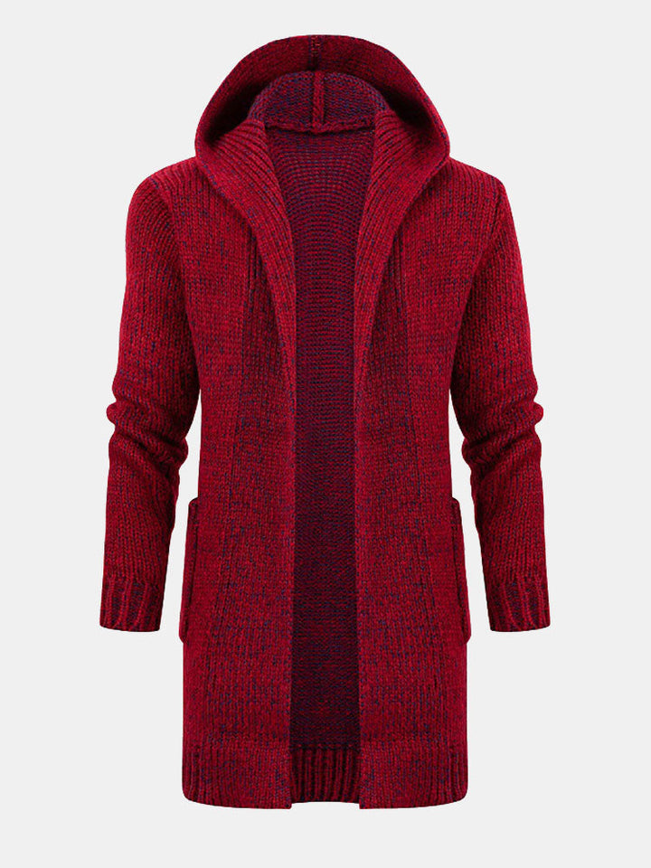 Sebastiaan | Lang gebreid vest met capuchon