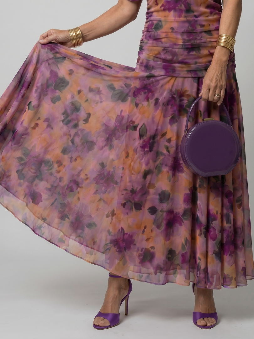 Patricia | Midi-jurk met Bloemenprint in Paars