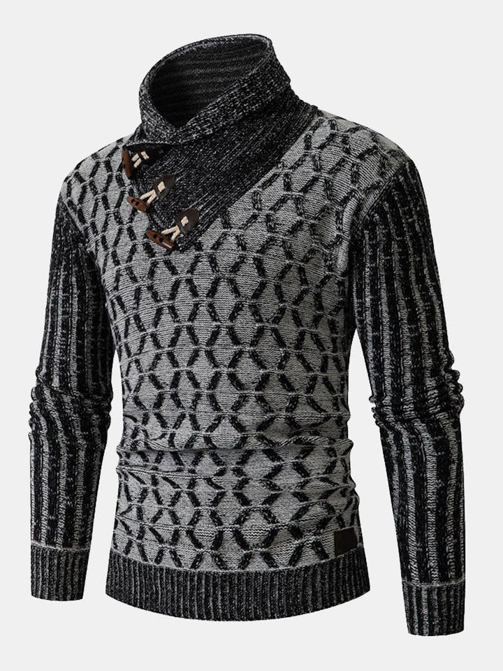 Pim | Jacquard coltrui met houtje-touwtjesluiting