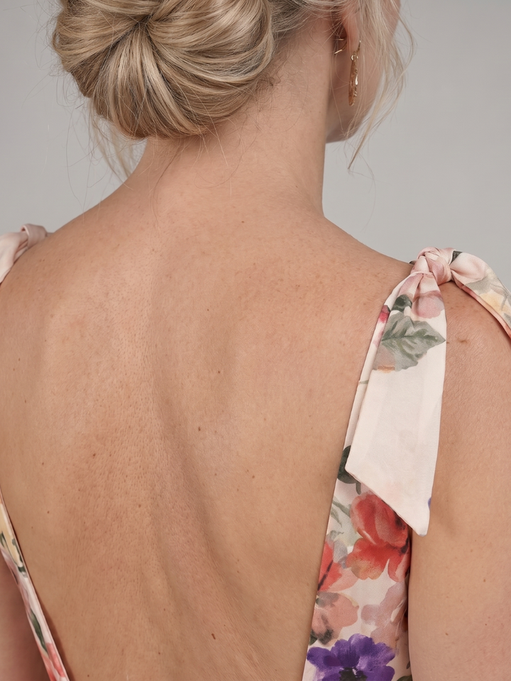 Irene | Maxi-jurk met Rozenprint op Crème