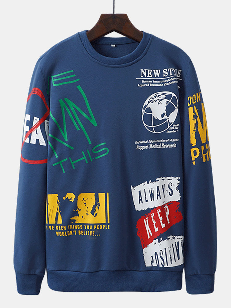 Lars | Sweater met graffiti- en tekstopdruk