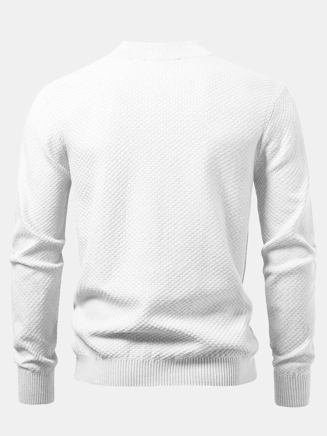Checkerboard Textured Mock Neck Sweater