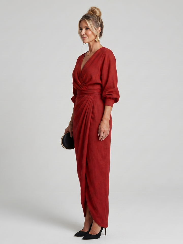 Jeanette | Wikkeljurk in Rood met Lange Mouwen