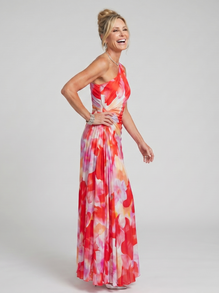 Mirjam | Maxi-jurk met One-shoulder in Koraal