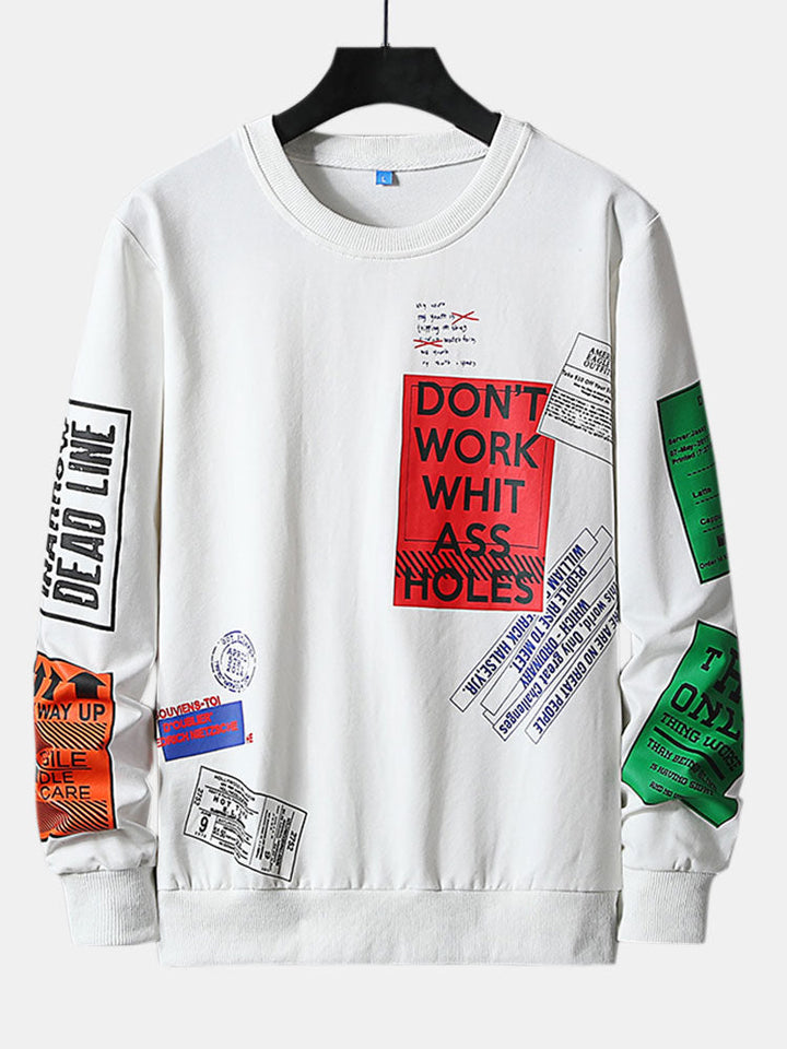 Nathan | Sweater met label- en tekstopdruk