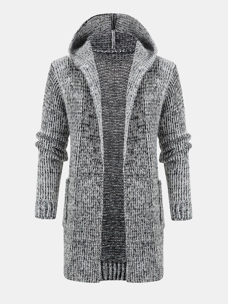 Sebastiaan | Lang gebreid vest met capuchon