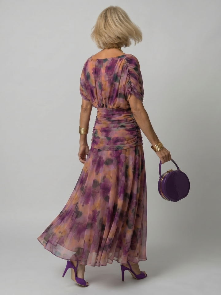 Patricia | Midi-jurk met Bloemenprint in Paars