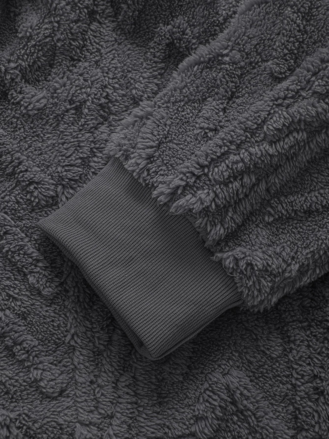 Klaas | Teddyhoodie met geometrisch jacquarddessin en ritssluiting