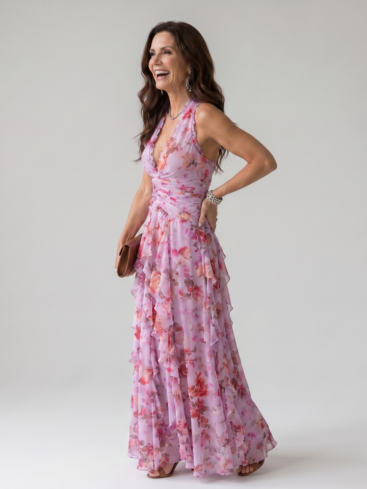 Wendy | Maxi-jurk met Bloemenprint in Lila