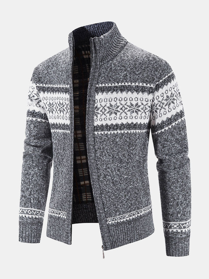 Rutger | Trui met geometrisch patroon en rits