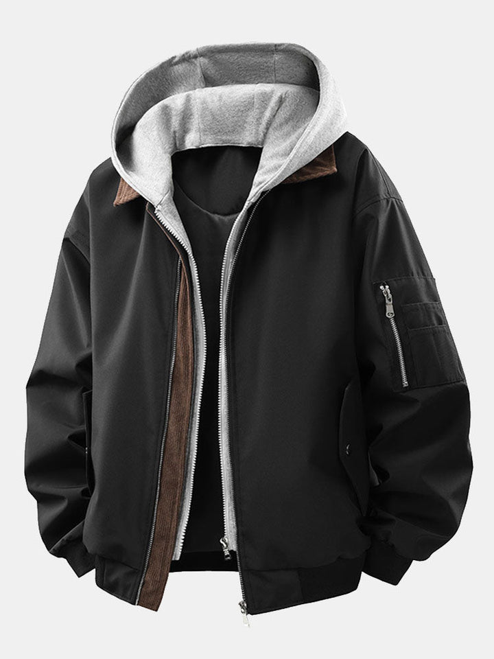Jaap | Corduroy bomber jack met afneembare capuchon