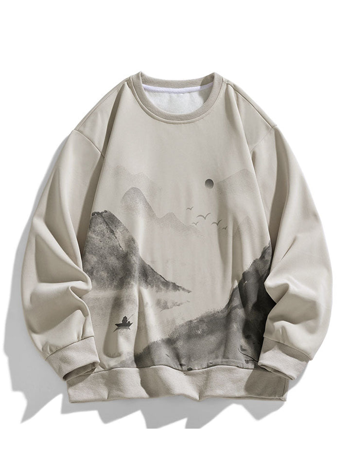 Valentijn | Sweater met inktlandschap en ronde hals
