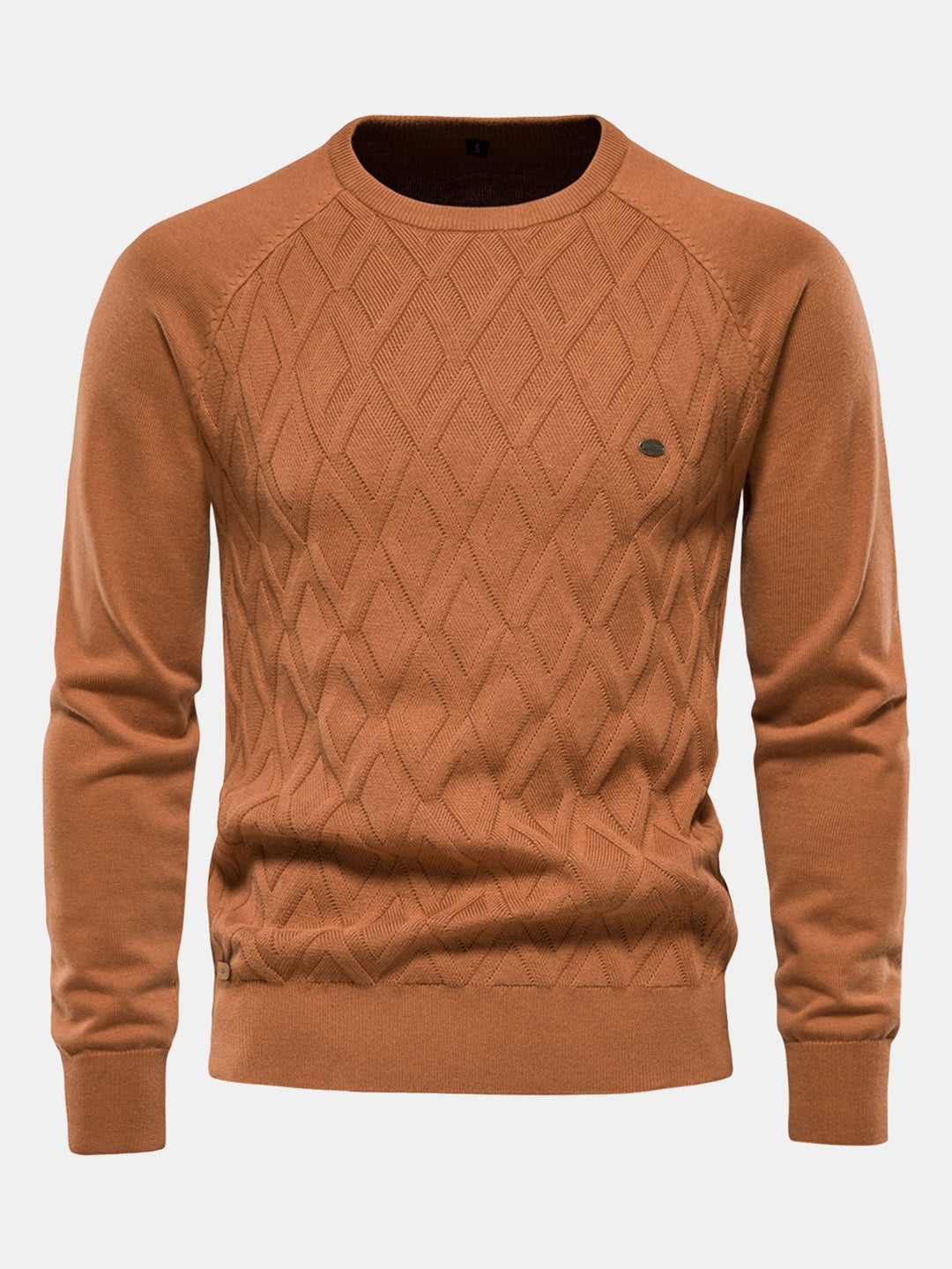 Cas | Jacquardtrui met geometrisch motief en ronde hals