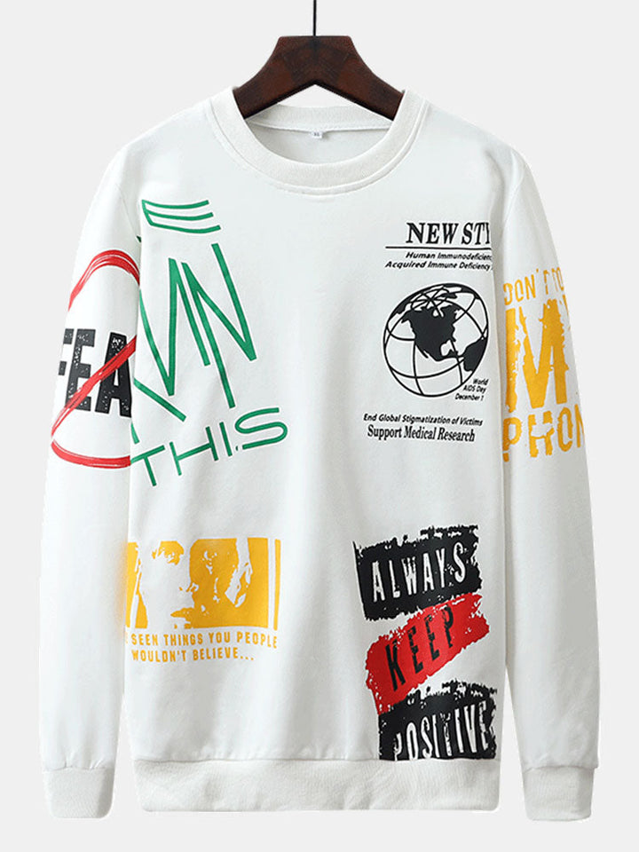 Lars | Sweater met graffiti- en tekstopdruk