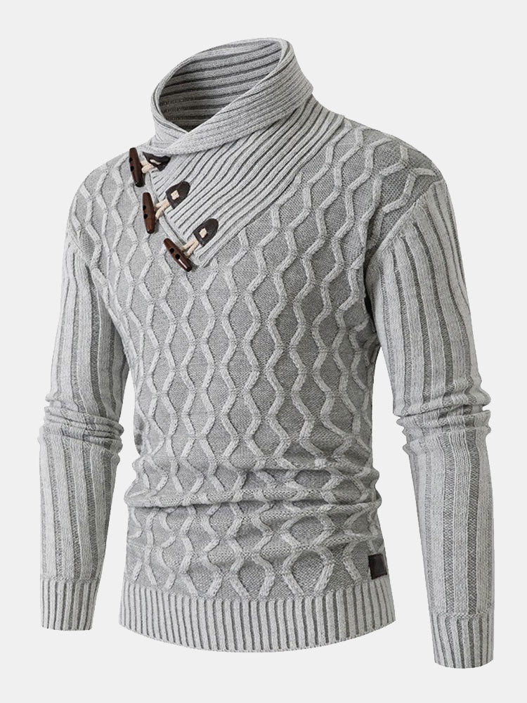 Pim | Jacquard coltrui met houtje-touwtjesluiting
