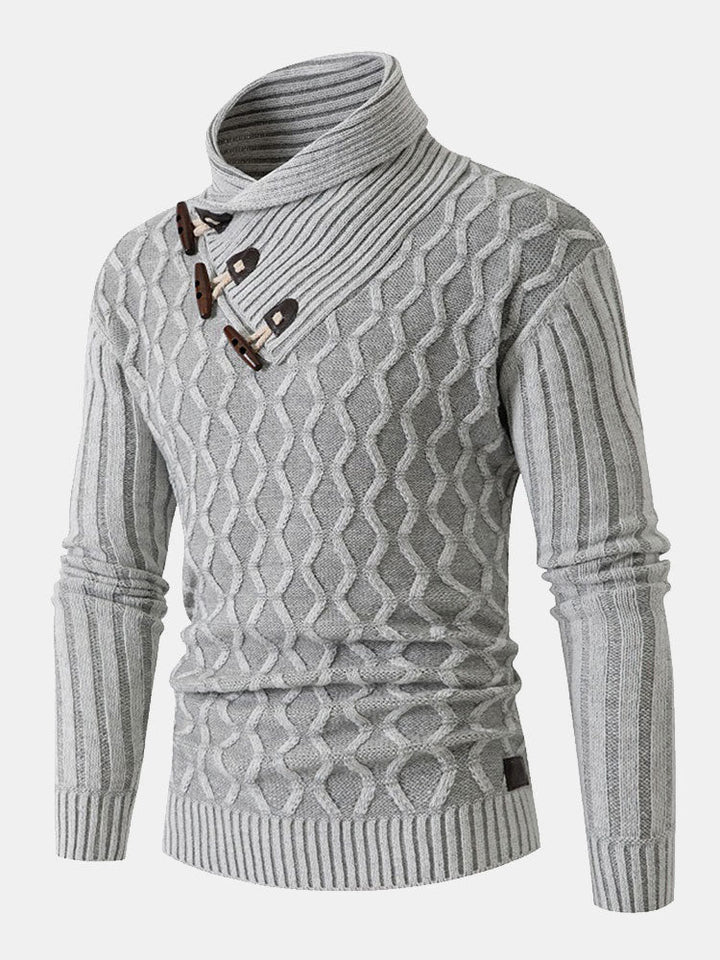 Pim | Jacquard coltrui met houtje-touwtjesluiting