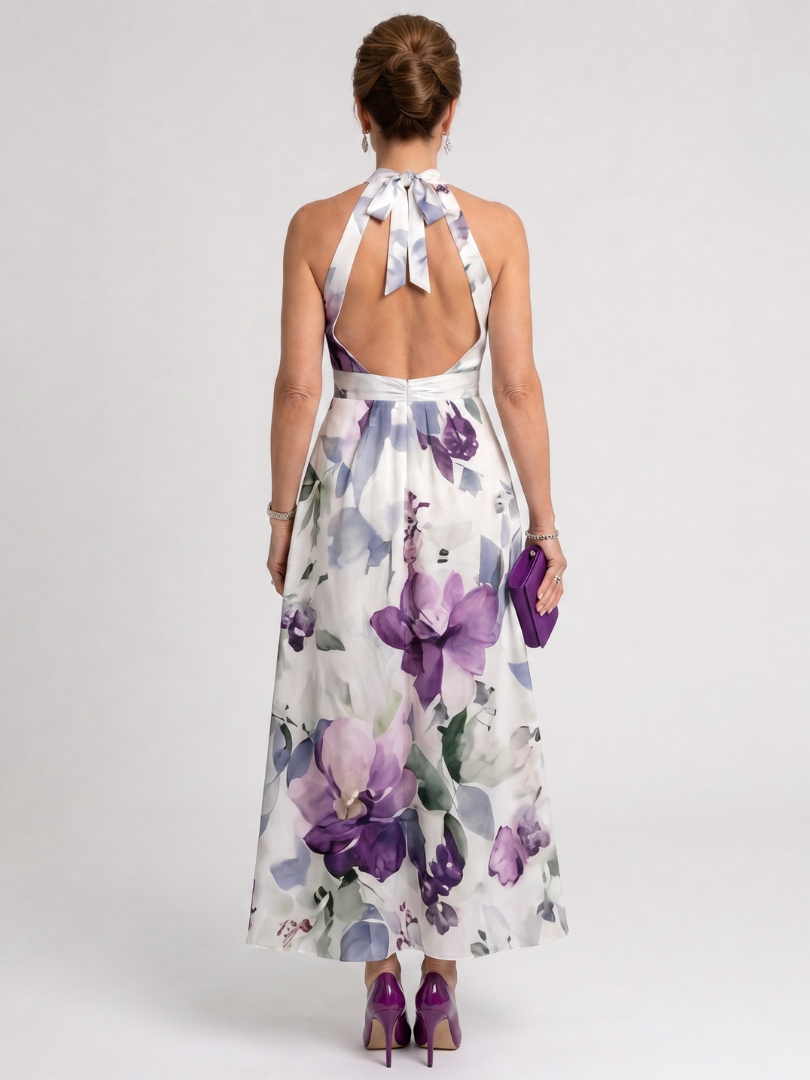 Janny | Midi-jurk met Bloemenprint in Paars