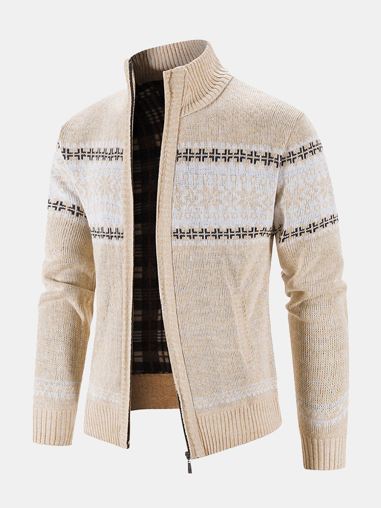 Rutger | Trui met geometrisch patroon en rits