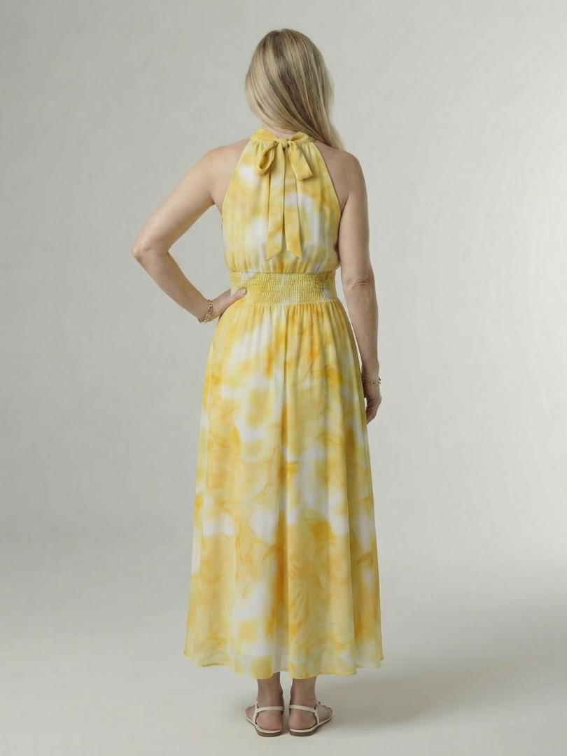 Esther | Maxi-jurk met Batikprint in Geel