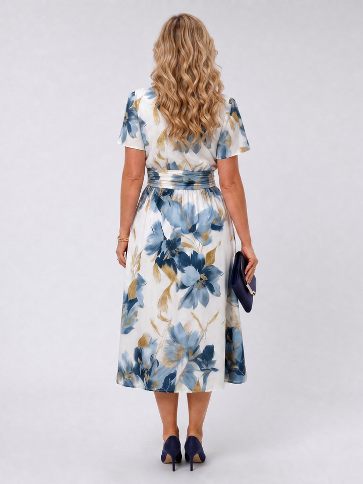 Ans | Midi-jurk met Bloemenprint in Blauw