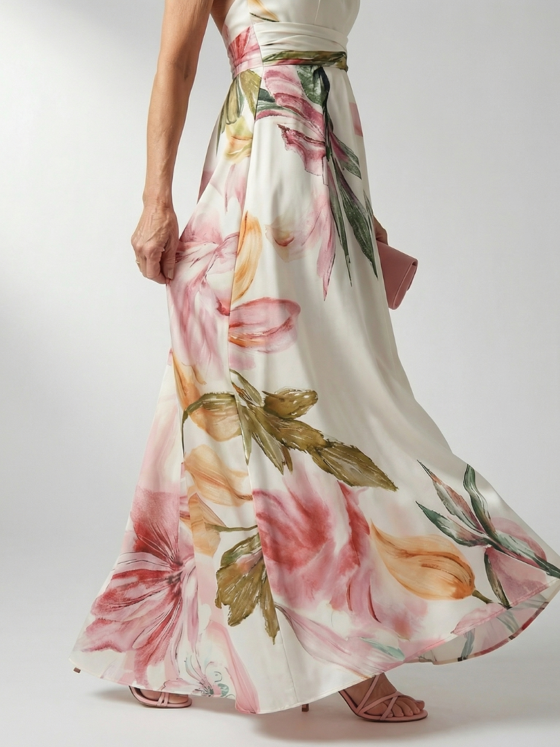 Anita | Maxi-jurk met Bloemenprint en Bindceintuur