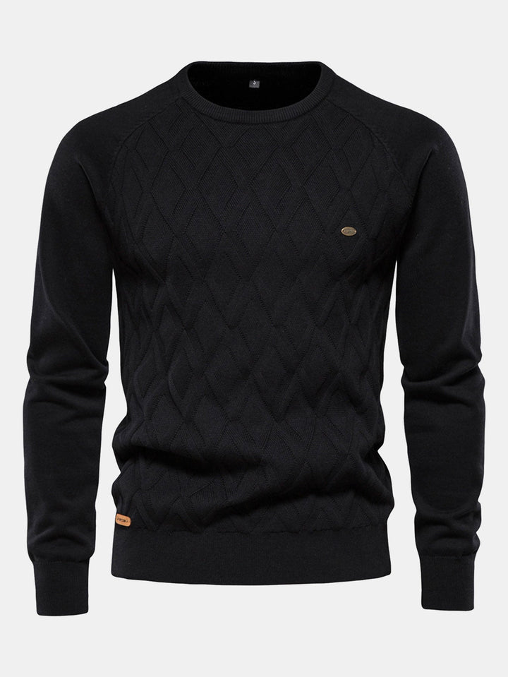 Cas | Jacquardtrui met geometrisch motief en ronde hals