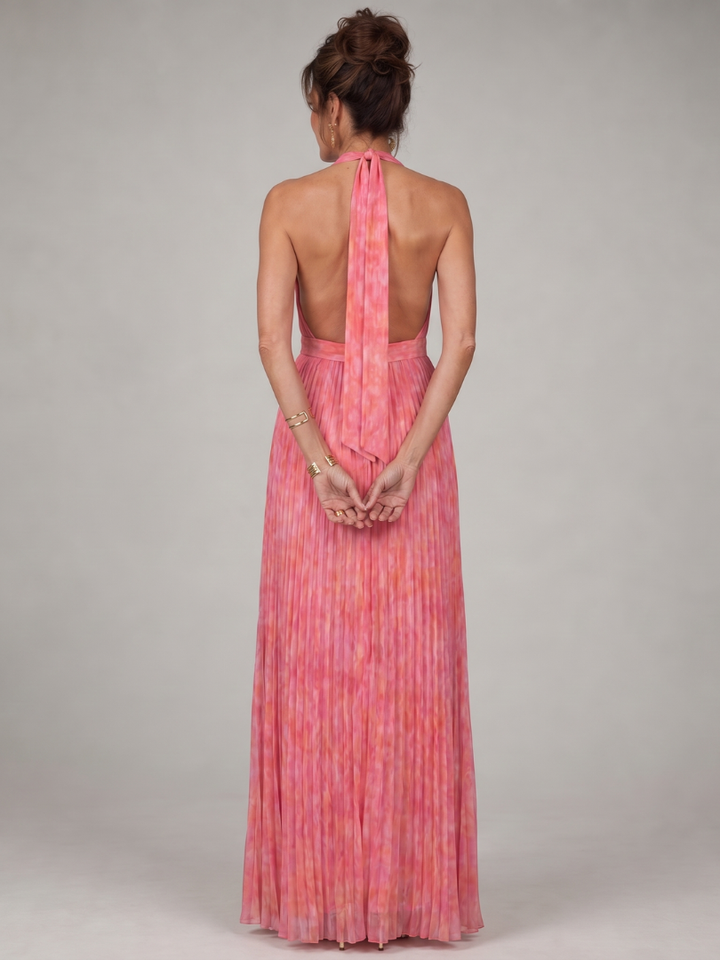 Petra | Plissé Maxi-jurk in Koraal