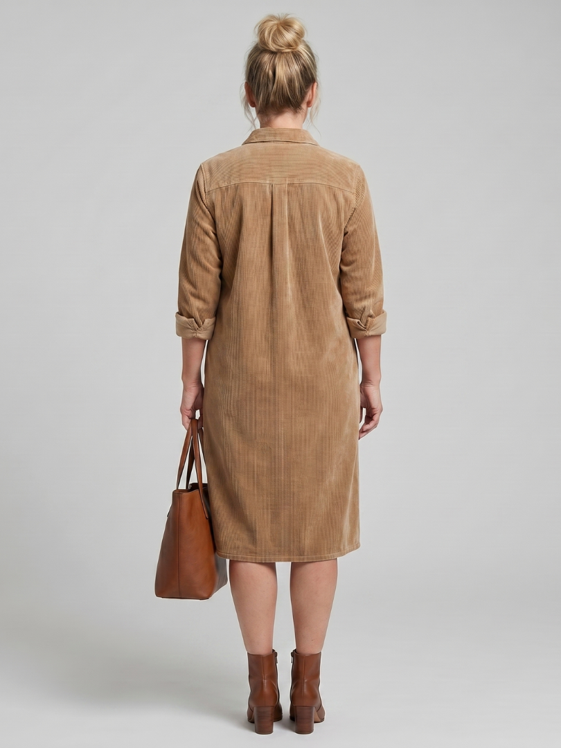 Marlies | Blousejurk in Camel met Ribstructuur