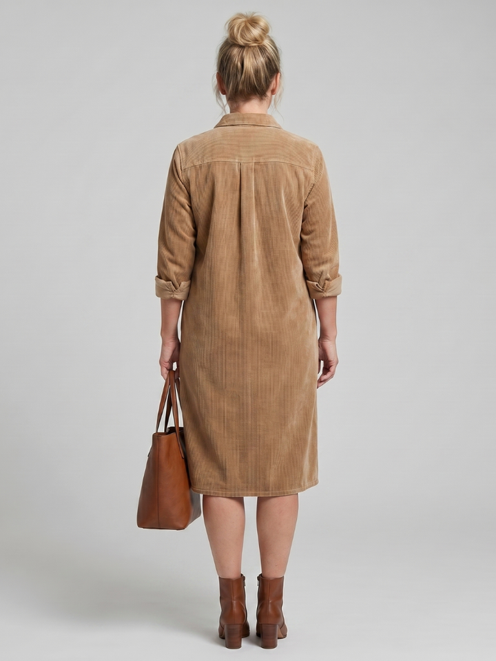 Marlies | Blousejurk in Camel met Ribstructuur